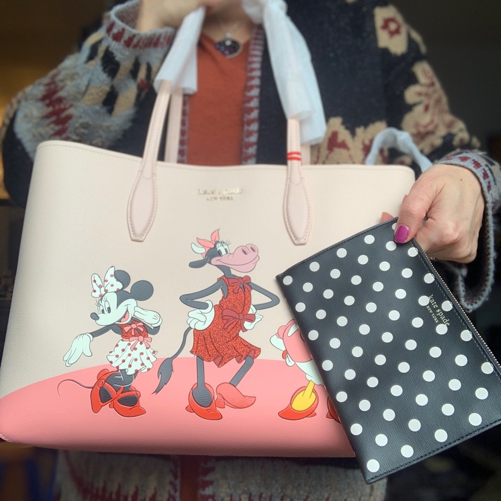 Auth. Kate Spade leather Minnie L.ed tote/Wristlet - Picture 2 of 16